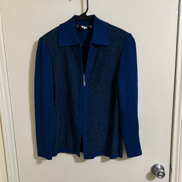 Vintage St. John Collection Two Toned Sapphire Zip Jacket - Picture 1 of 6